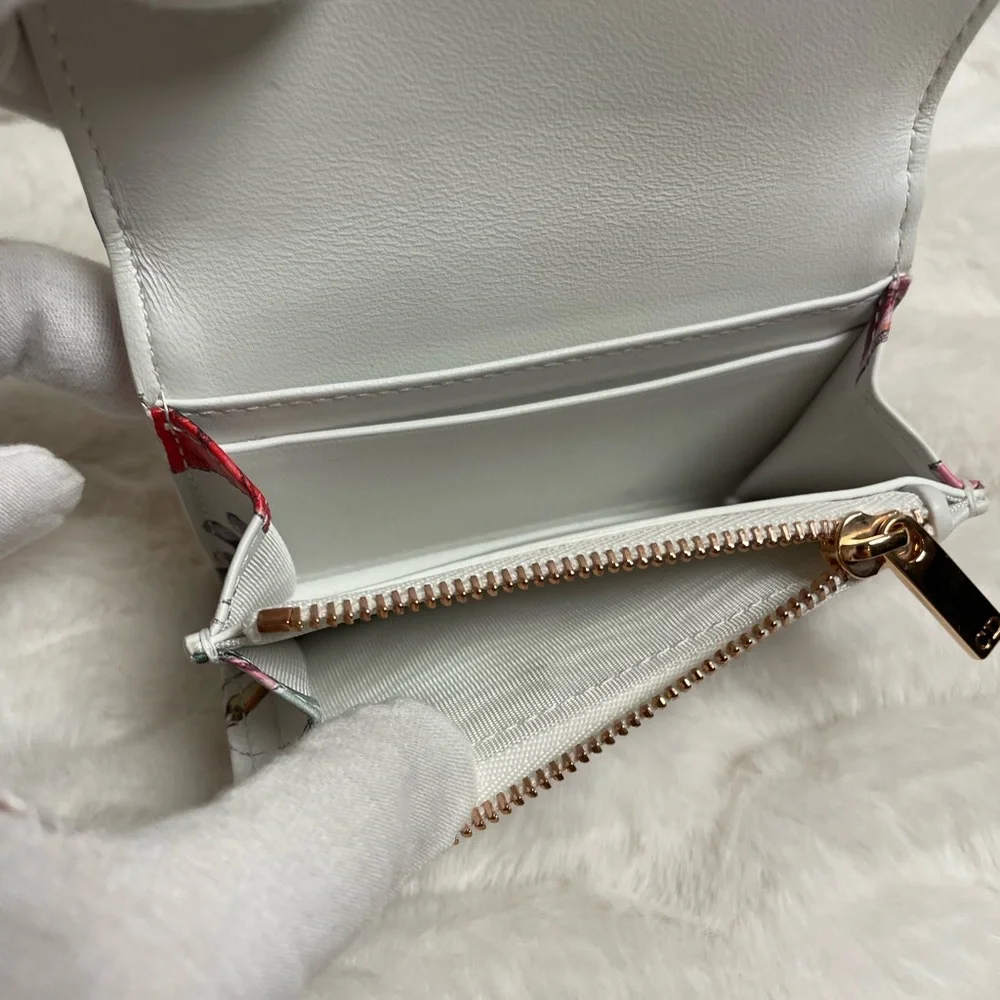 CHRISTIAN DIOR Caro Floral Compact wallet in Rose gold hardware PRISTINE